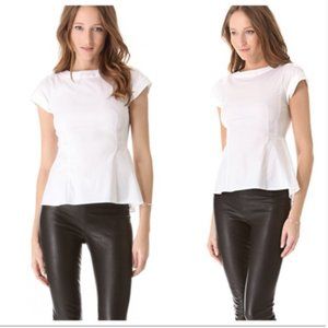 Theory Luxe Elili White Peplum Blouse - NWT - Size S